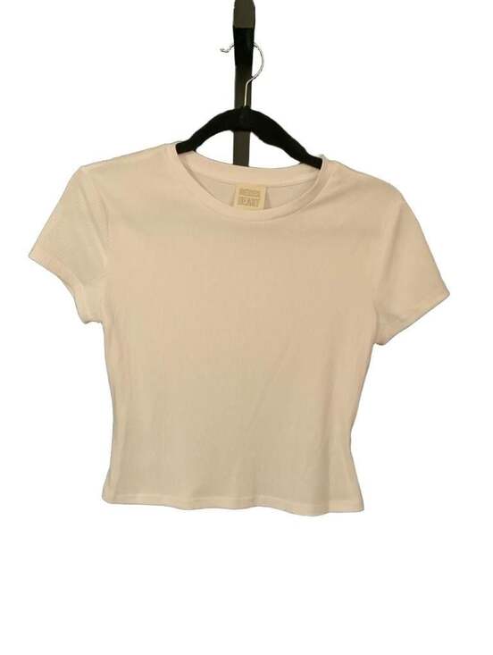 Derek Heart Tops - Derek Heart White Ribbed Short Sleeve Crop Tee
